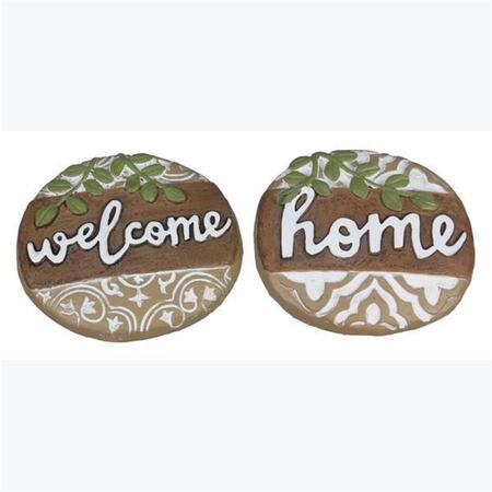 PATIO TRASERO Cement Mini Welcome Stone, 2 Assorted Color PA4266089